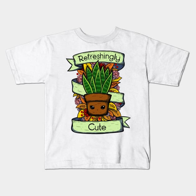 Cute Snake Plant Kids T-Shirt by zarya_kiqo